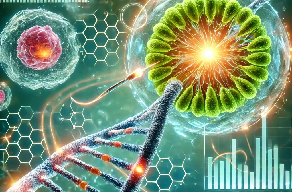 NAD+ Injection - A detailed scientific illustration showcasing the process of telomere lengthening and cellular regeneration.